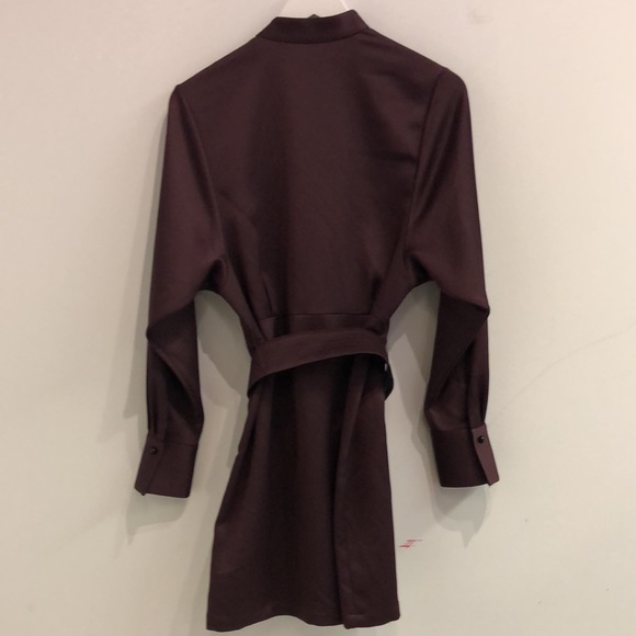 COPY - Equipment AW/19 Burgundy Satin Belted Buttoned Mini Dress - Picture 3 of 12